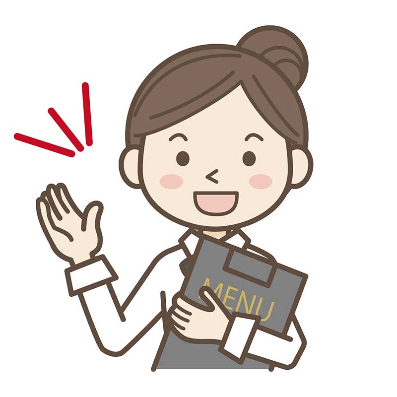 女性スタッフとメニュー